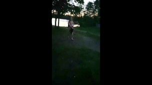 Walking naked on the city beach