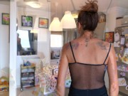 Anal and vaginal squirting masturbation with fishnet catsuit using a sextoy - GaiaOnTop 1/16