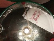Taking a small pee in a bathroom sink while dogsitting