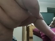 Ssbbw applying lotion after shower