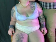 BBW Sub Golly Bells Tied to Chair and Fed Dessert