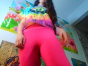 Hairy Slutty Floppy Ass Cellulite PAWG Fetish Slut Onlyfans Girl Strips Cute Pink Outfit Tights Legs 7/16