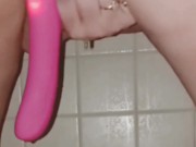 Teen cumming hard with squirting orgasms while playing with her pussy in the shower! 16/16
