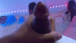 Diapered Trans Girl jerks off in diaper with RGB lights