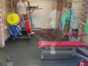 British gym bunnie milf catches personal trainer wanking in the gym 3/16