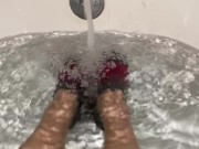 Wet Sock Fetish in Athletic Ankle Socks