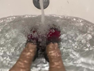 Wet Sock Fetish in Athletic Ankle Socks