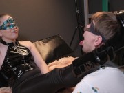 Princess spits profusely in the face smears fragrant saliva on his face with her boots 9/16