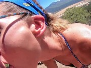 Quickie while hiking in New Mexico with a facial at the end.  8/16