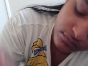 Ebony Teen giving sister's boyfriend head while sister at work lovely surprise facial  1/16