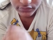 Ebony Teen giving sister's boyfriend head while sister at work lovely surprise facial  10/16