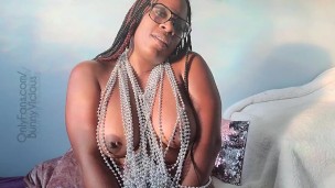 Nerdy Girl spanks her own bouncy breasts 