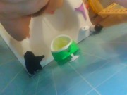 Hairy Onlyfans Piss Desperate Slut PinkMoonLust Girl Standing Pees HARD Potty Training Boy Urinal 9/16