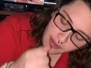 Thick Brunette Teases 8 inch Cock