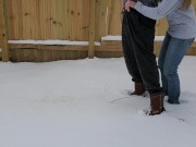 Holding my boyfriend's dick as he pees in the snow | controlling the flow 13/16