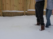 Holding my boyfriend's dick as he pees in the snow | controlling the flow 14/16