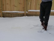 Holding my boyfriend's dick as he pees in the snow | controlling the flow 16/16