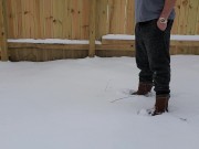 Holding my boyfriend's dick as he pees in the snow | controlling the flow 2/16