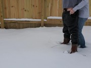 Holding my boyfriend's dick as he pees in the snow | controlling the flow 3/16