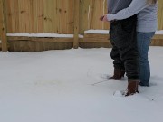 Holding my boyfriend's dick as he pees in the snow | controlling the flow 9/16