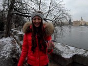 Dan and His Son Tag Team Pretty 18-Year-Old with Super Puffy Pussy Isbaella De Laa 3/16