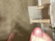 Stroking my big cock in the living room 