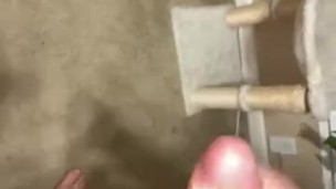 Stroking my big cock in the living room 