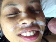 EBONY TEEN GETS CUMSHOT FACIAL MONEYSHOT 13/16