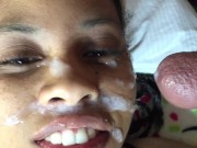 EBONY TEEN GETS CUMSHOT FACIAL MONEYSHOT 15/16
