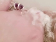 Soapy pussy, washing my fuzzy kitty in the bath. Squeaky clean cooch!