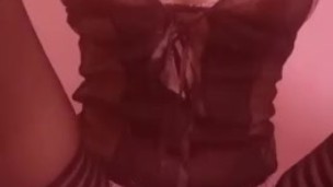 sexy asian teasing tits in sexy lingerie and stockings