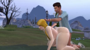 Couple hot sex in Cemetery
