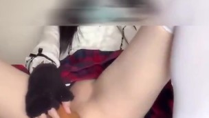 crossdresser sissy long dildo play