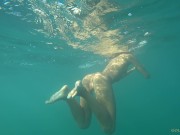 Nude model swims on a public beach in Russia 8/16