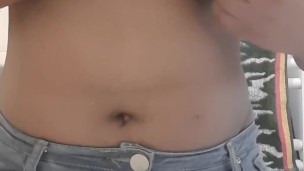Ebony plays with huge natural boobs and oils up 
