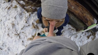 Ski instructor fucking his cute student after getting a blowjob - POV Amateur Couple Lily&Jack