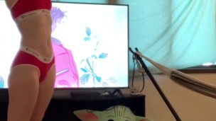 Fit Tall Blonde Does Yoga In Undies