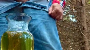Piss jug fill up - see Fan Club for extended vid with pour all over 