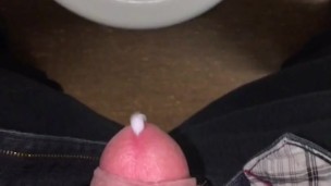 Here’s a recording of a recent Cumshot at work in Slow Motion into toilet full of my piss