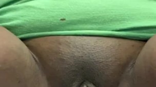 Sweet girl showing shaved pussy and tits for neighbor