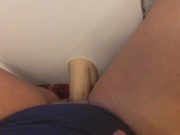 Naughty horny MILF mounts dildo and fucks it til she cums 9/16