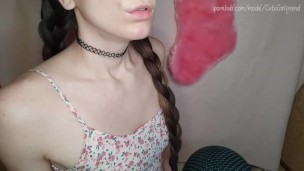 Innocent teen trying to figure out how to use a dildo ASMR roleplay
