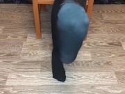 Girl snow her nylon stockings after holiday. 3/16