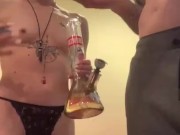 Playing with my little Chynna Kitten while she packs us bowls  12/16