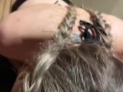 College cheerleader sucks football player dick in sauna.  6/16