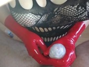 Handjob - Ruined fast 2 times in red latex gloves using tenga egg 16/16