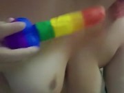 Bbw cam girl rides her dildo 