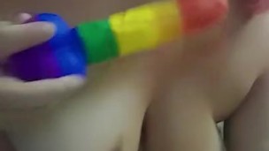 Bbw cam girl rides her dildo 