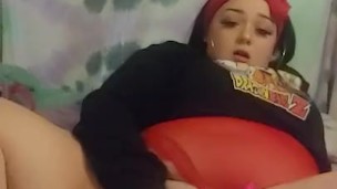 Cute bbw camgirl enjoys playing with her rainbow dildo