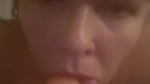 Sucking & licking my dildo 